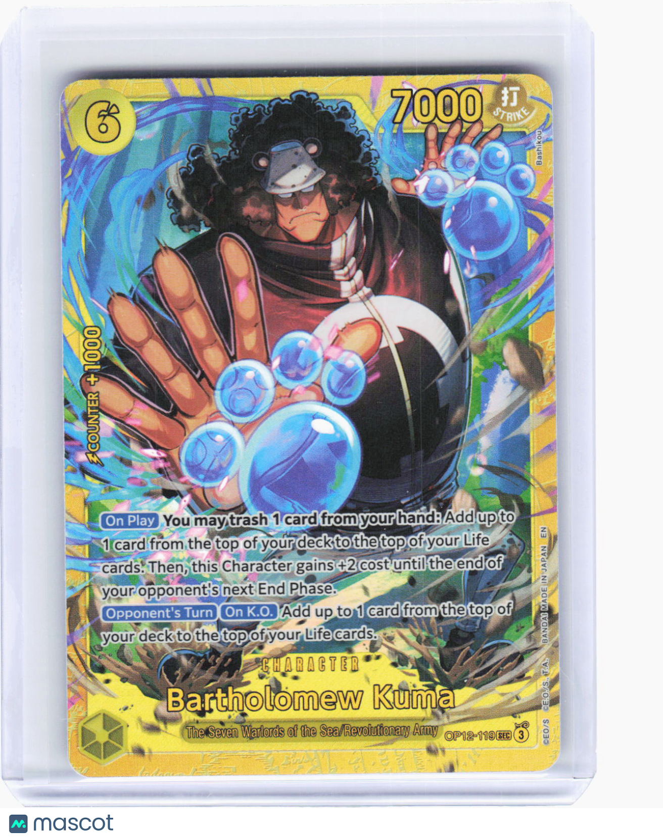 2024 One Piece Card Game—Bartholomew Kuma #OP12-119 (OP12)—Secret Rare Foil