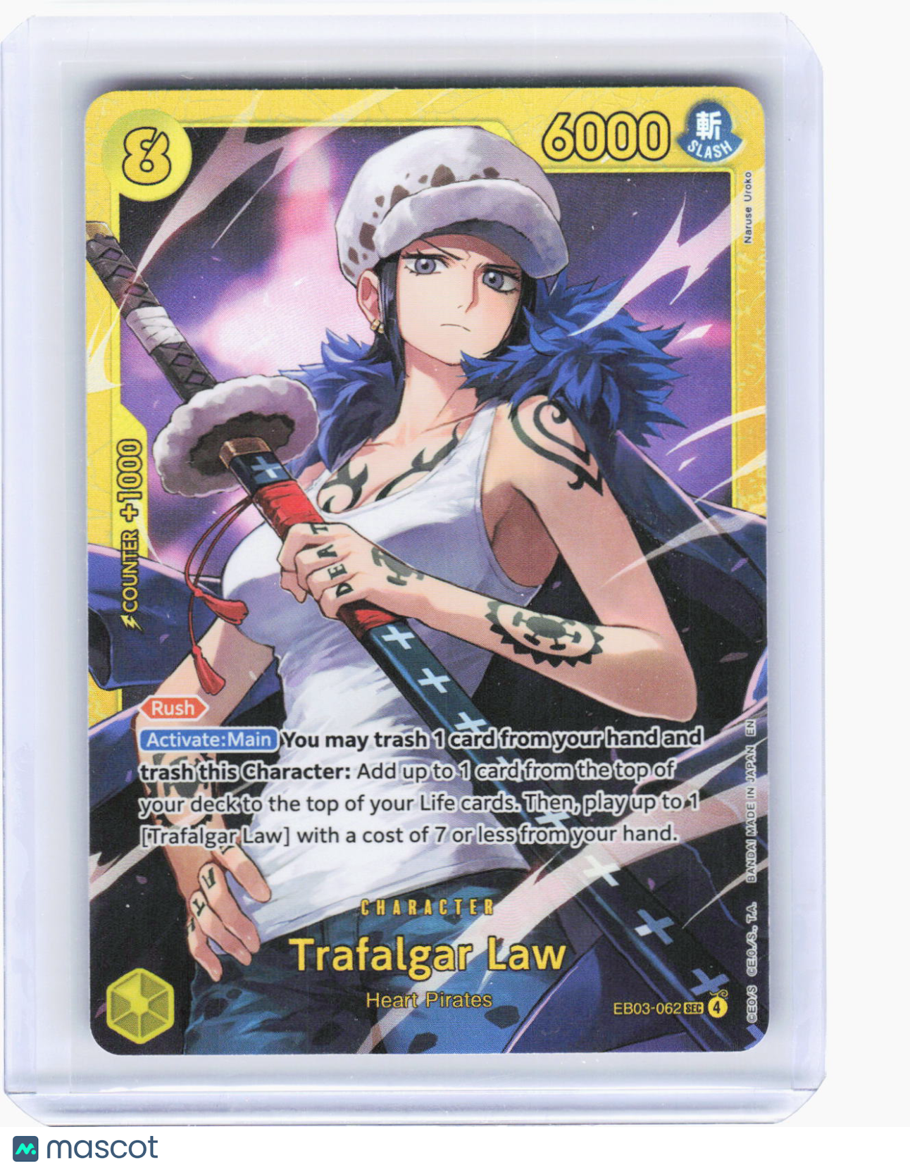 2024 One Piece Card Game—Trafalgar Law #EB03-062 (EB-03)—Secret Rare Foil