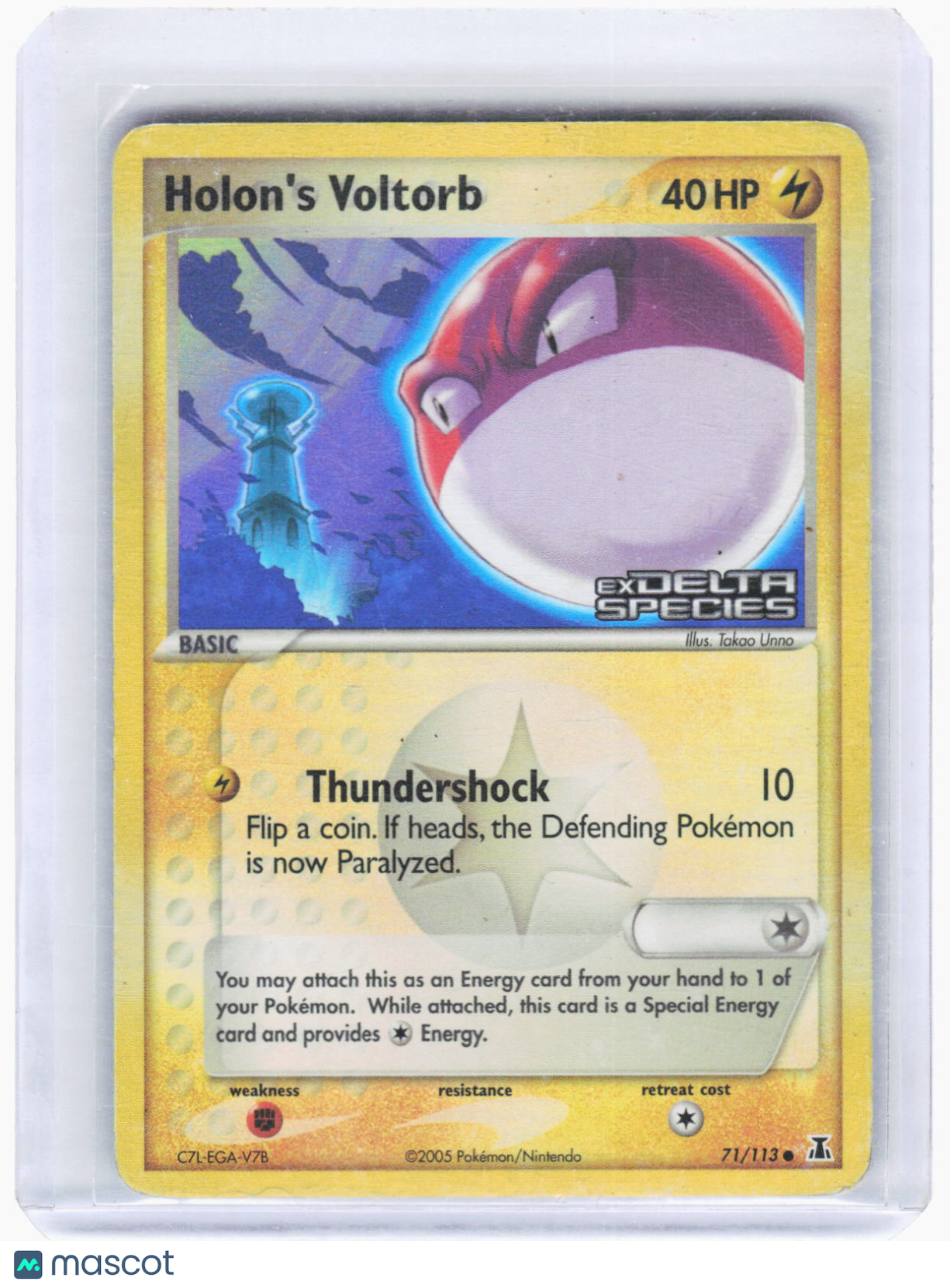 2007 Pokemon—Holon's Voltorb 71 Delta Species—Rare Reverse Holo [Heavily Played]