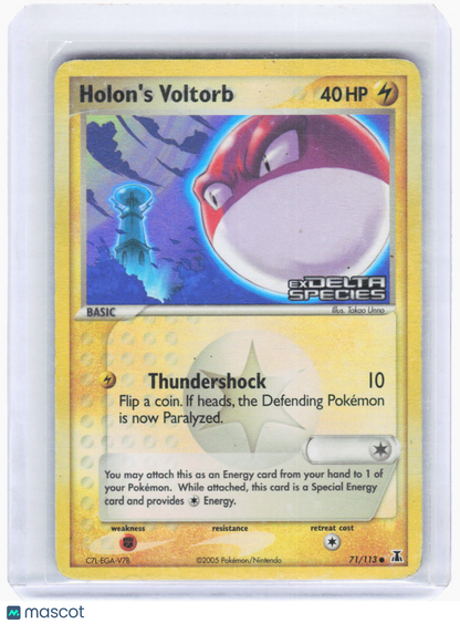 2007 Pokemon—Holon's Voltorb 71 Delta Species—Rare Reverse Holo [Heavily Played]