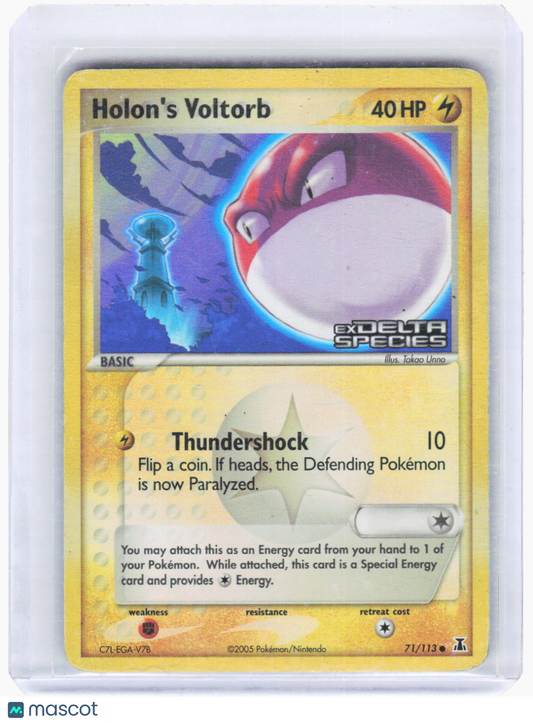 2007 Pokemon—Holon's Voltorb 71 Delta Species—Rare Reverse Holo [Heavily Played]