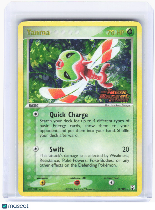 2004 Pokemon—Yanma #28 Team Rocket Returns—Rare Reverse Holo [Moderately Played]