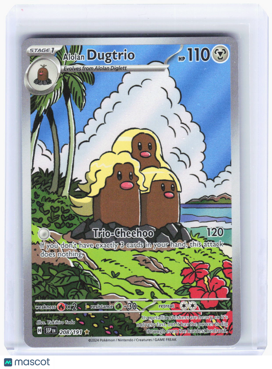 2024 Pokemon—Alolan Dugtrio #208/191 Surging Sparks—Illustration Rare Foil