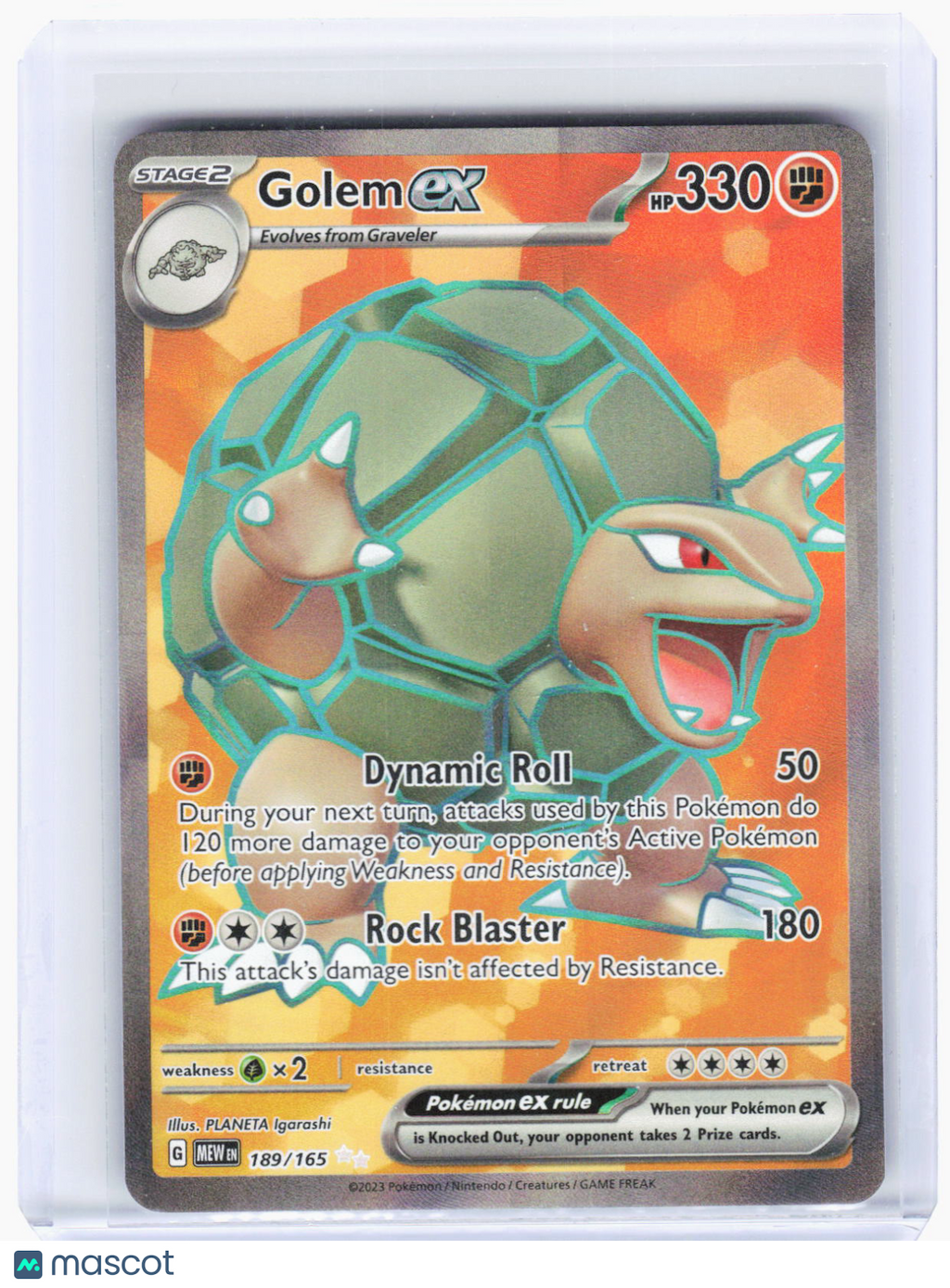 2023 Pokemon—Golem ex #189/165 Scarlet & Violet 151—Ultra Rare Foil