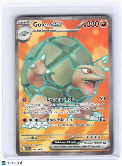 2023 Pokemon—Golem ex #189/165 Scarlet & Violet 151—Ultra Rare Foil