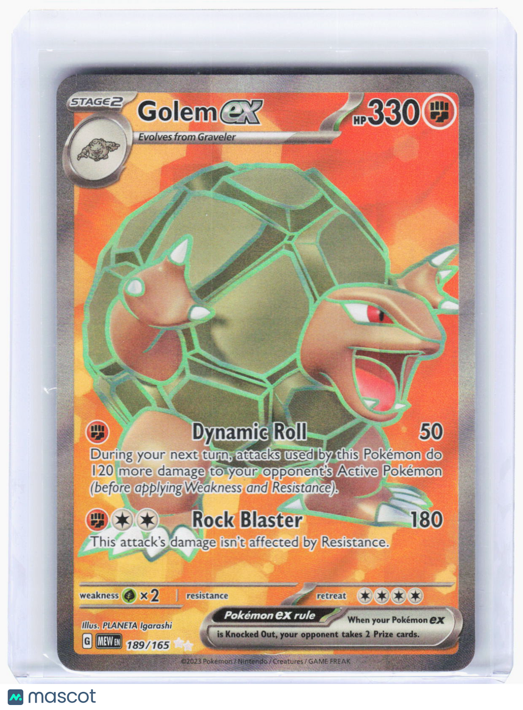 2023 Pokemon—Golem ex #189/165 Scarlet & Violet 151—Ultra Rare Foil