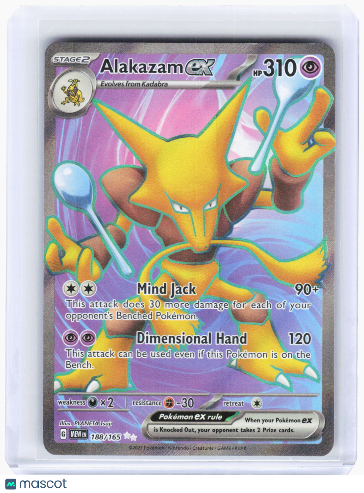 2023 Pokemon—Alakazam ex #188/165 Scarlet & Violet 151—Ultra Rare Foil