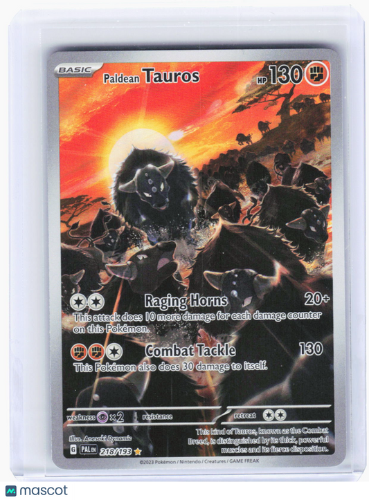 2023 Pokemon—Paldean Tauros #218/193 Paldea Evolved—Ultra Rare Foil