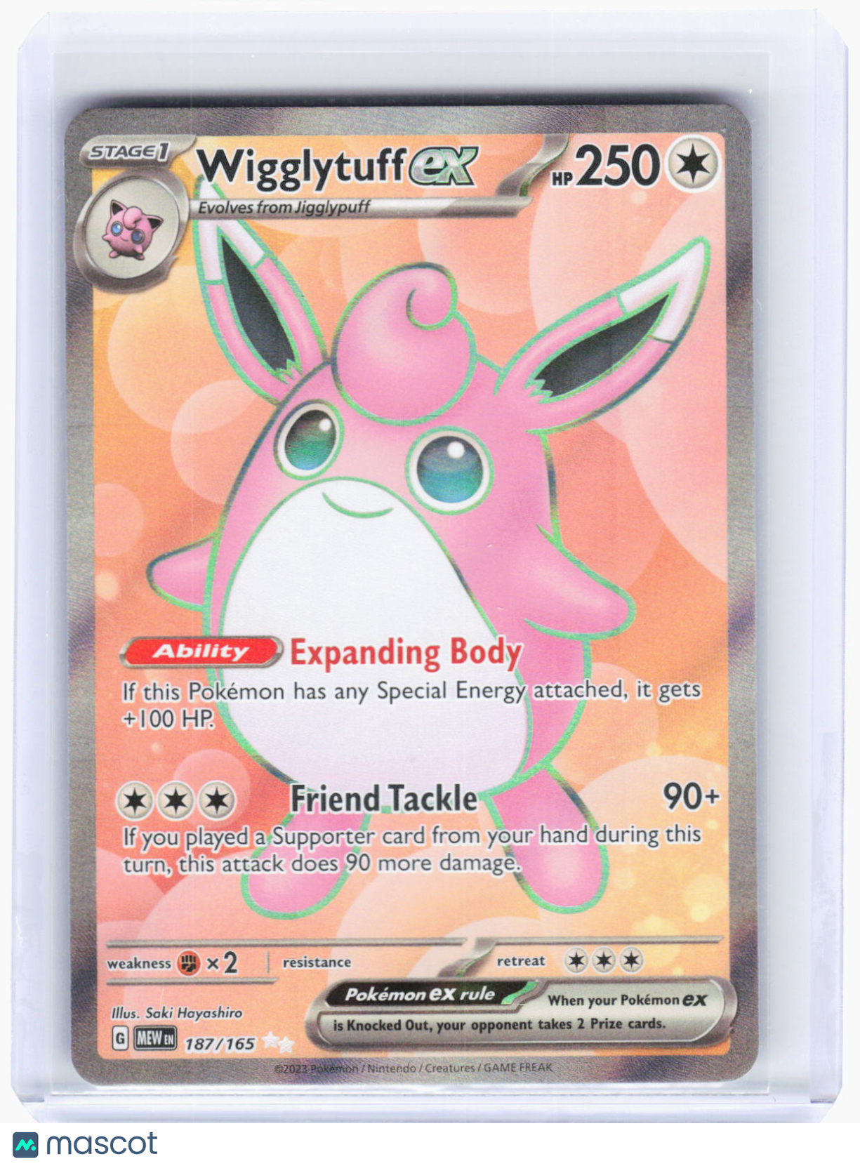 2023 Pokemon—Wigglytuff ex #187/165 Scarlet & Violet 151—Ultra Rare Foil