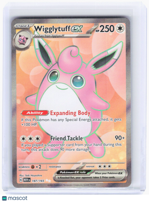 2023 Pokemon—Wigglytuff ex #187/165 Scarlet & Violet 151—Ultra Rare Foil