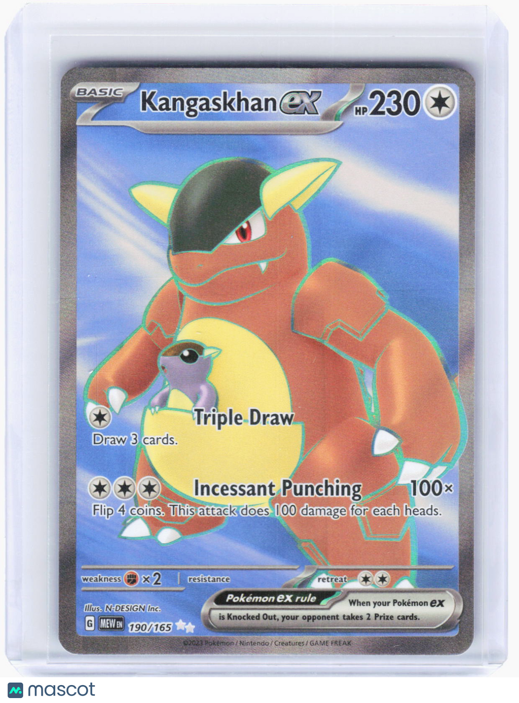 2023 Pokemon—Kangaskhan ex #190/165 Scarlet & Violet 151—Ultra Rare Foil