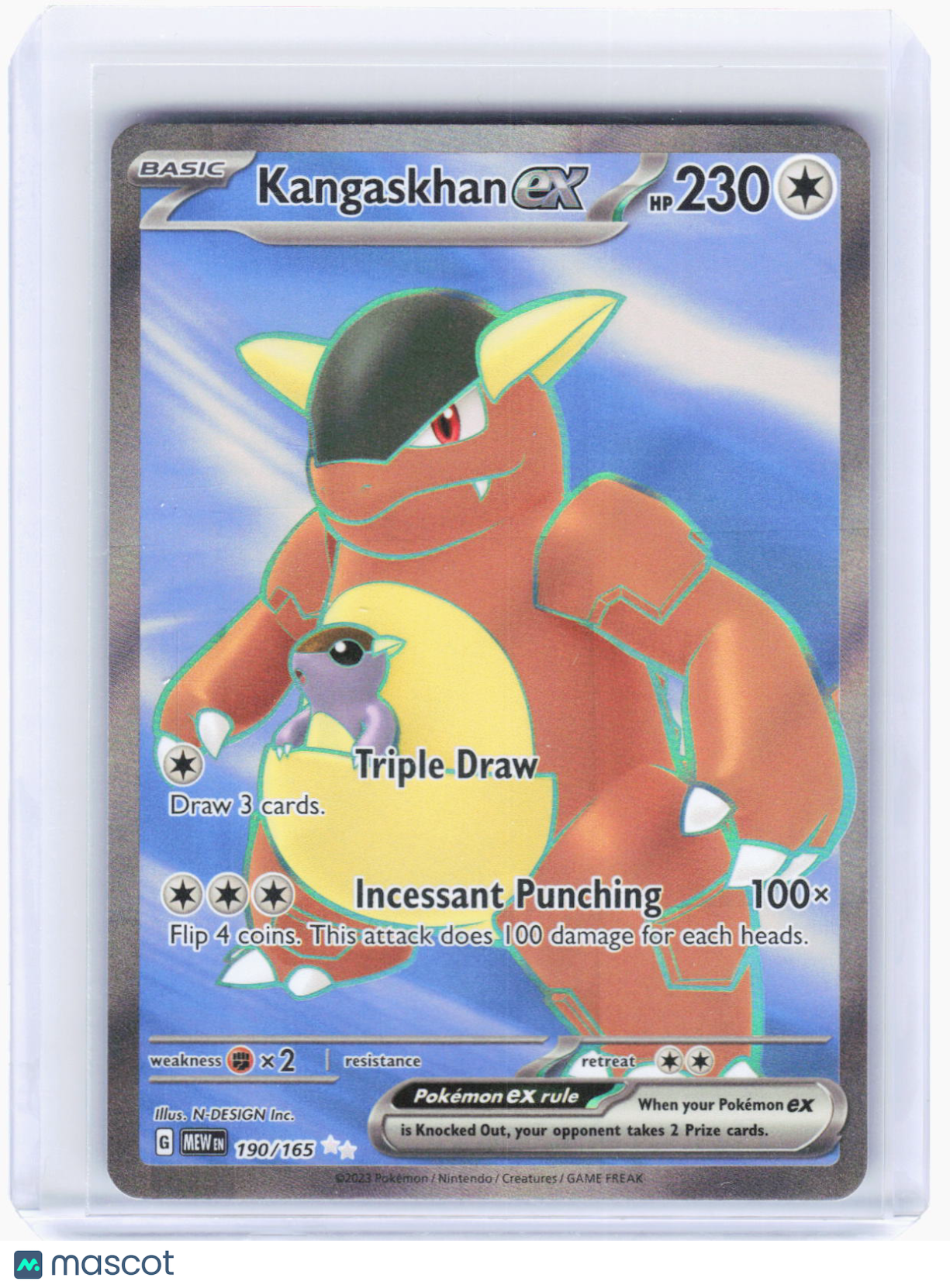 2023 Pokemon—Kangaskhan ex #190/165 Scarlet & Violet 151—Ultra Rare Foil