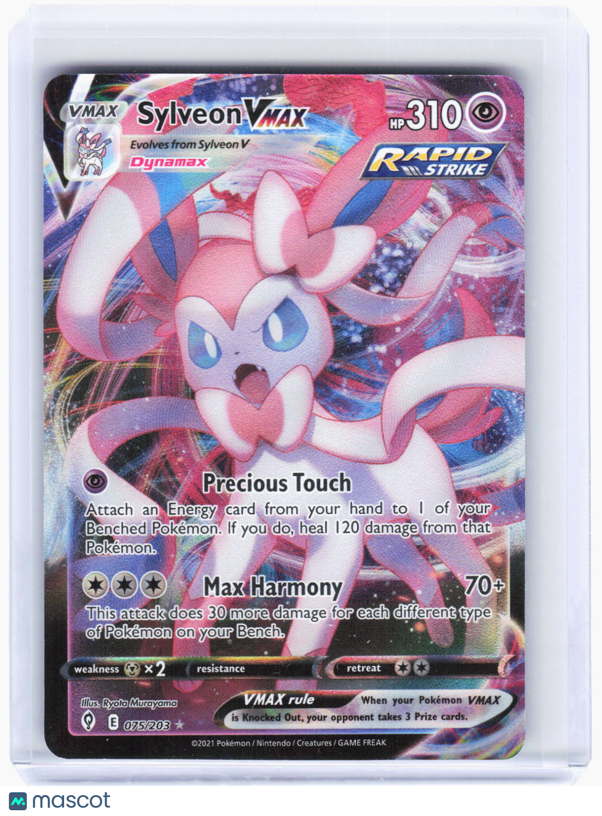 2021 Pokemon—Sylveon VMAX #75/203 Evolving Skies—Ultra Rare Foil