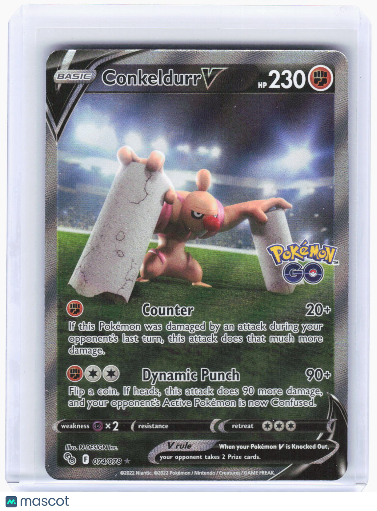 2022 —Conkeldurr V #74/78 Pokemon GO—Ultra Rare