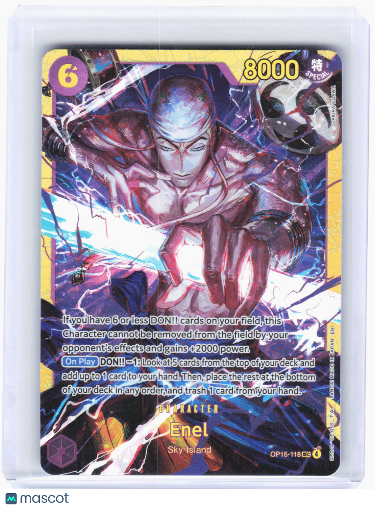 2023 One Piece Card Game—Enel #OP15-118 (OP15-EB04)—Secret Rare Foil