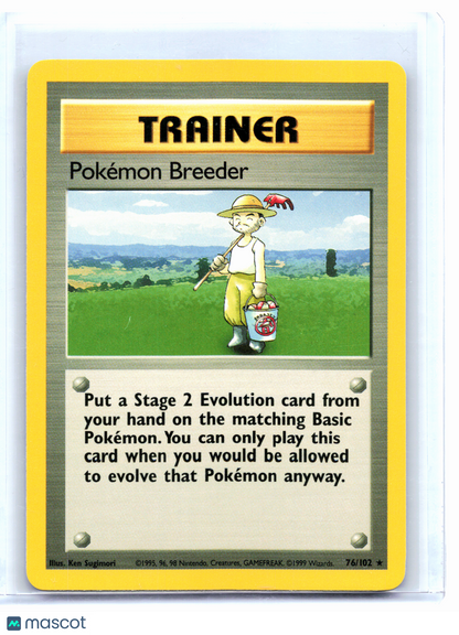 1999 Pokemon—Pokemon Breeder #76/102 Base Set—Rare Nonholo [Lightly Played]