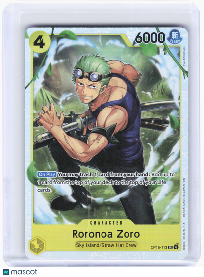 2023 One Piece Card Game—Roronoa Zoro #OP15-113 (OP15-EB04)—Super Rare Foil