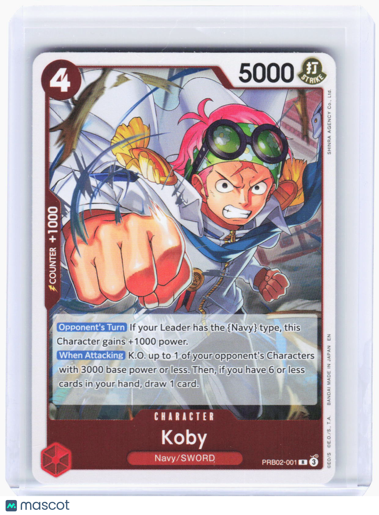 2024 One Piece Card Game—Koby #PRB02-001 (PRB-02)—Rare Foil