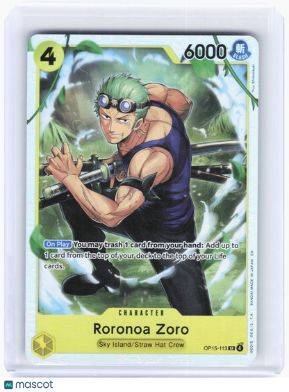 2023 One Piece Card Game—Roronoa Zoro #OP15-113 (OP15-EB04)—Super Rare Foil
