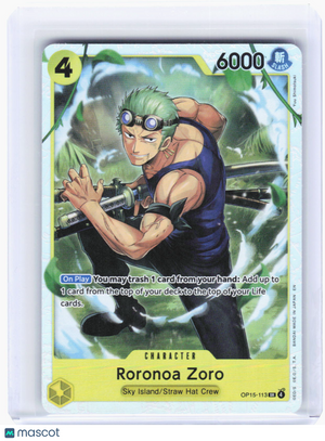 2023 One Piece TCG—Roronoa Zoro #OP15-113 (OP15-EB04)—Super Rare Foil