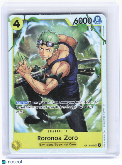 2024 One Piece Card Game—Roronoa Zoro #OP15-113 (OP15-EB04)—Super Rare Foil