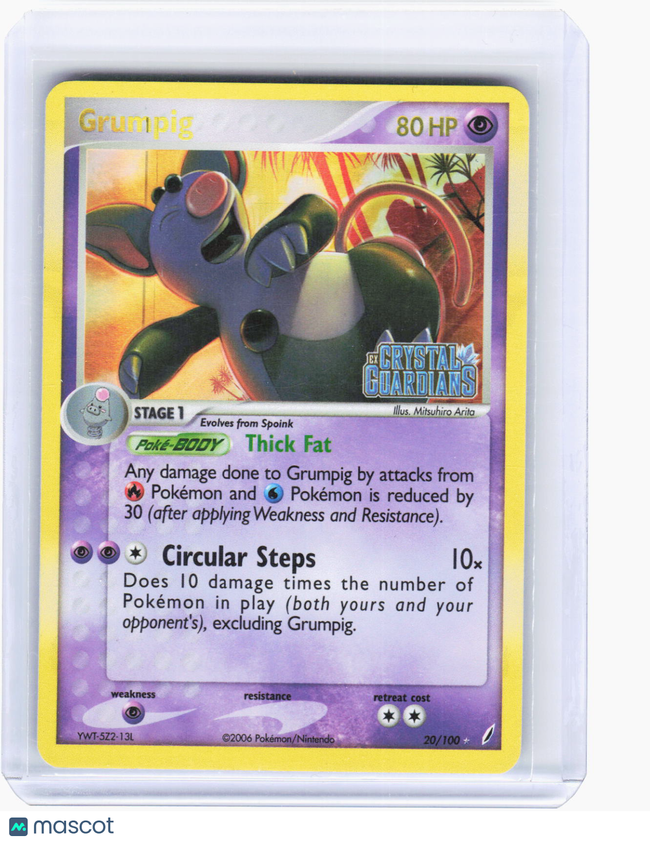 2009 Pokemon—Grumpig #20/100 Crystal Guardians—Rare Reverse Holo (LP)