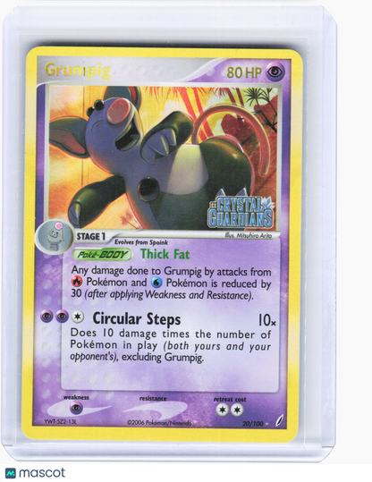 2009 Pokemon—Grumpig #20/100 Crystal Guardians—Rare Reverse Holo (LP)