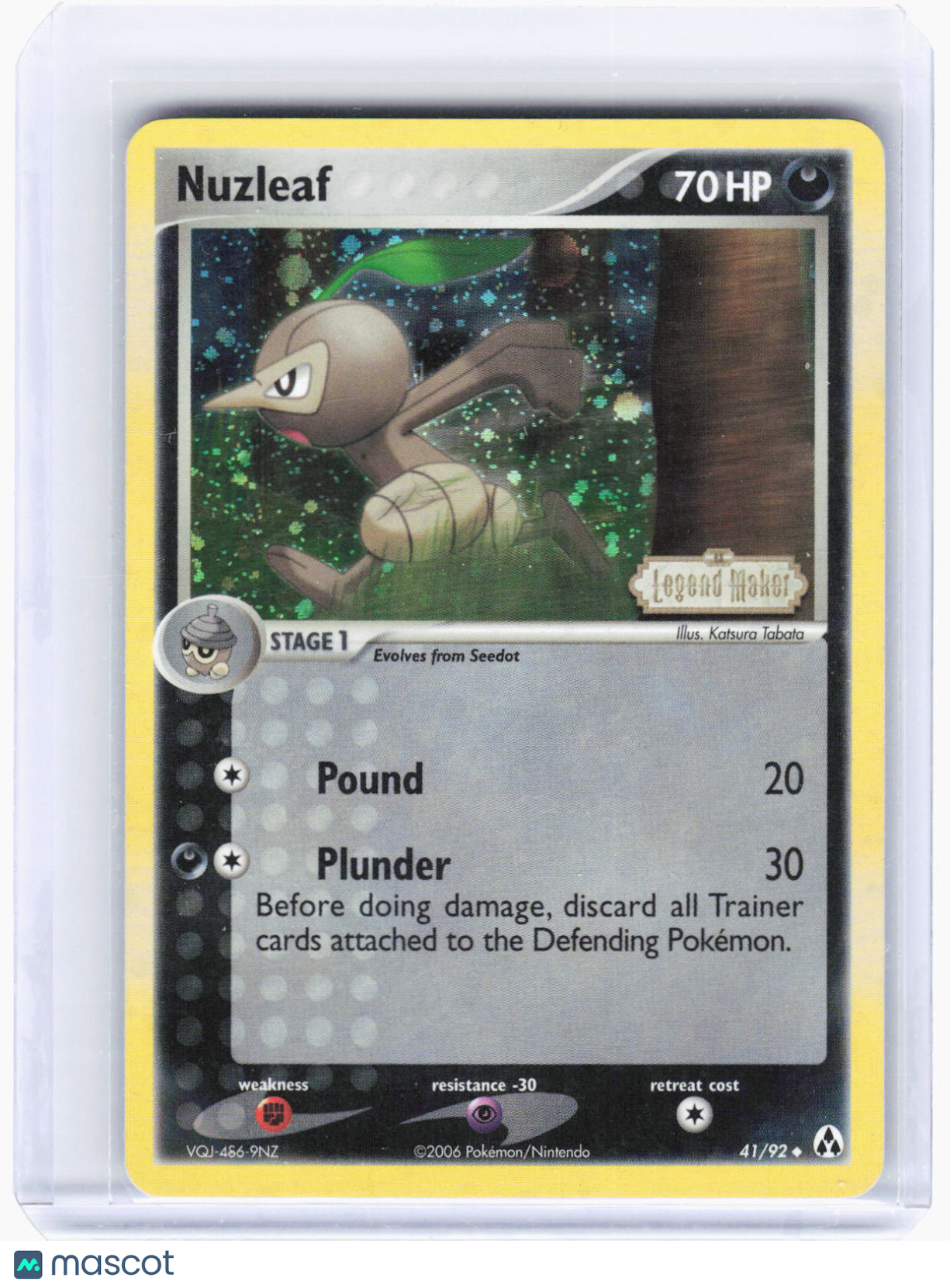 2006 Pokemon—Nuzleaf #41/92 Legend Maker—Uncommon Reverse Holo (Lightly Played)