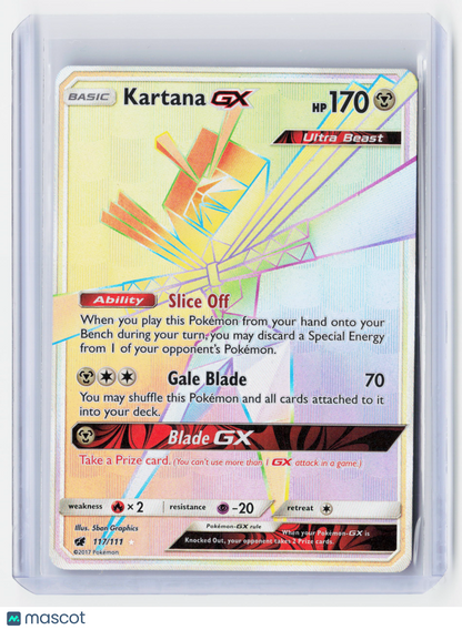 Pokemon—Kartana GX #117/111 2017 Crimson Invasion—Secret Rare Holo