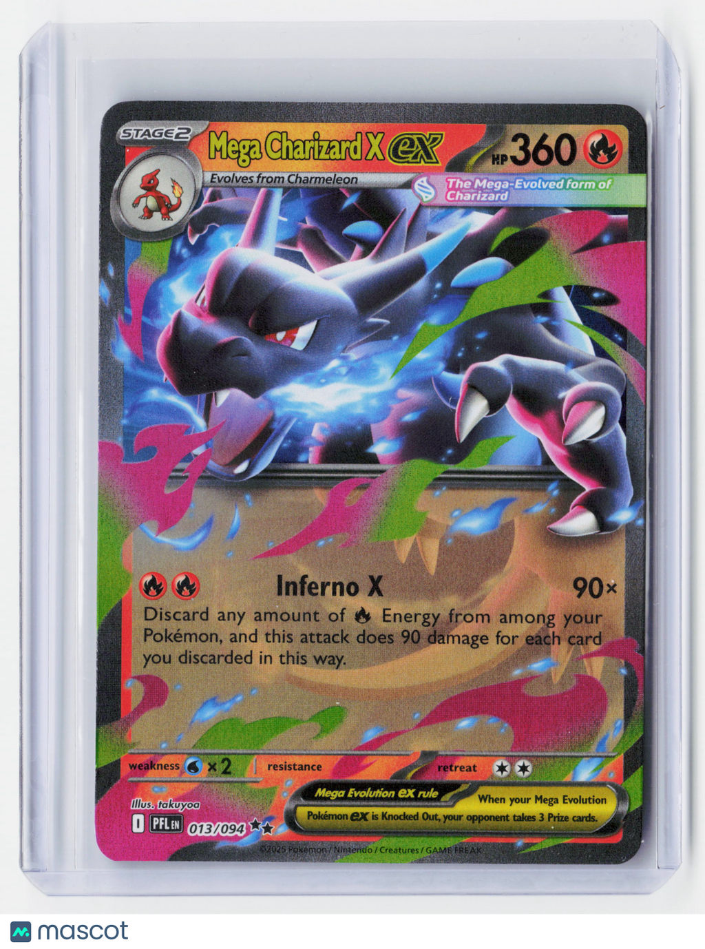 2025 Pokemon—Mega Charizard X ex #013/094 Phantasmal Flames—Double Rare Holo