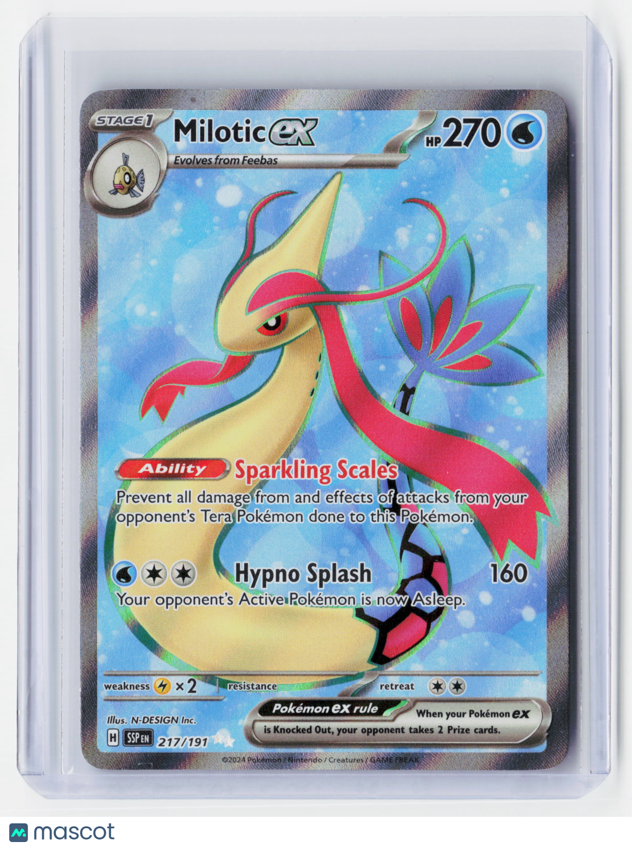 2024 Pokemon—Milotic ex #217/191-Surging Sparks—Secret Rare Holo
