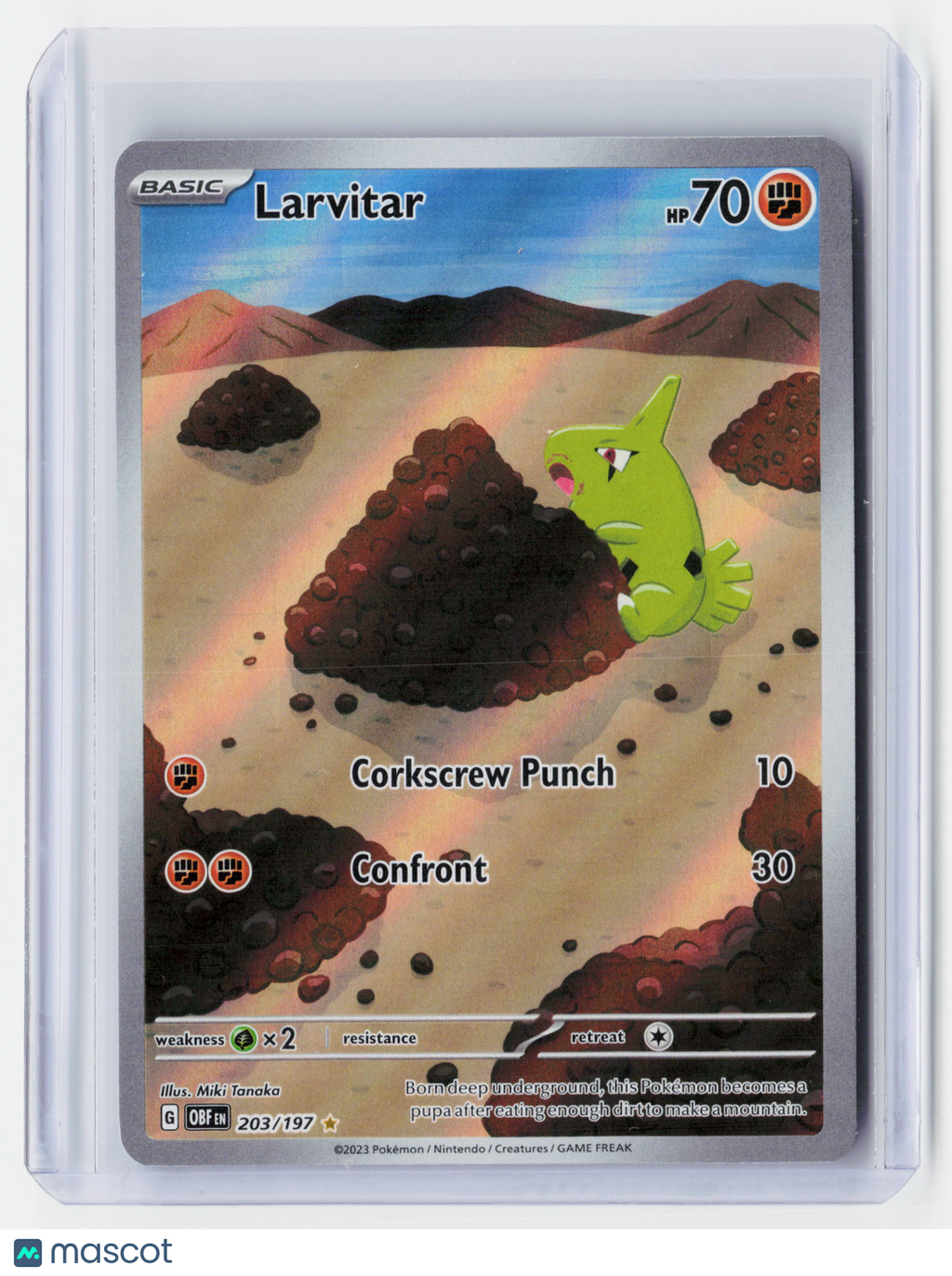 2023 Pokemon—Larvitar #203/197 Obsidian Flames—Illustration Rare Foil
