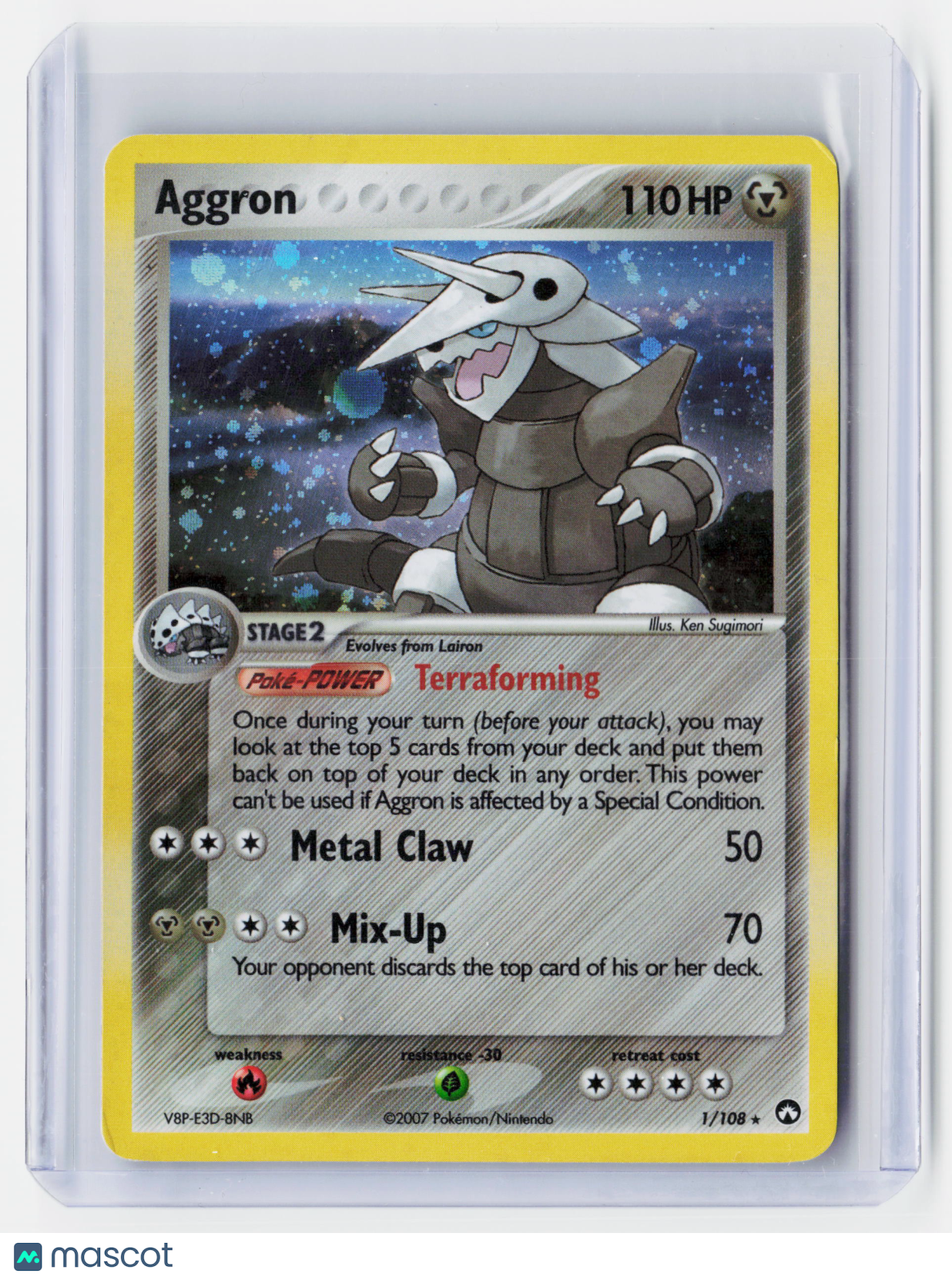 2007 Pokemon—Aggron #1/108 EX Power Keepers—Rare Holo [Moderately Played]