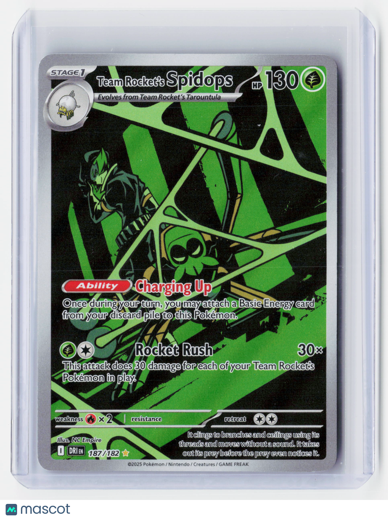 2025 Pokemon—Team Rocket's Spidops #187 Destined Rivals—Illustration Rare Foil
