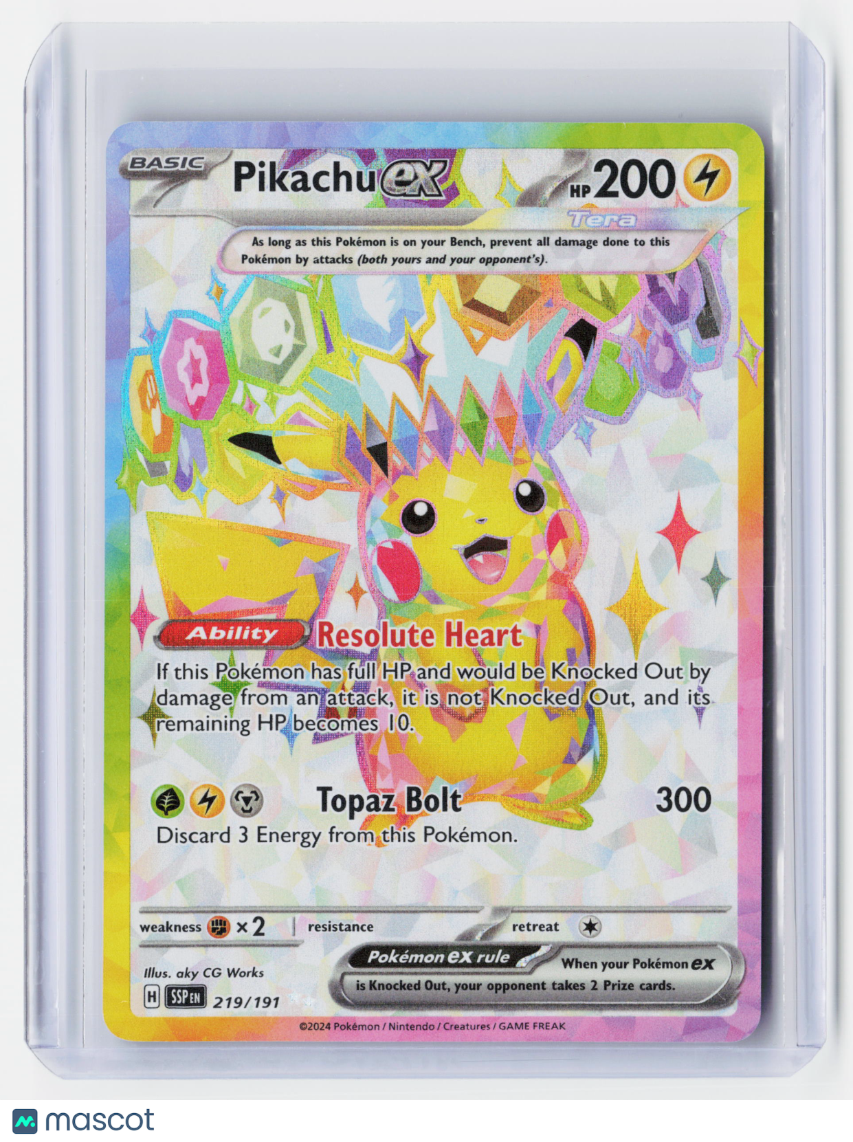 2024 Pokemon—Pikachu ex #219/191-Surging Sparks—Secret Rare Holo