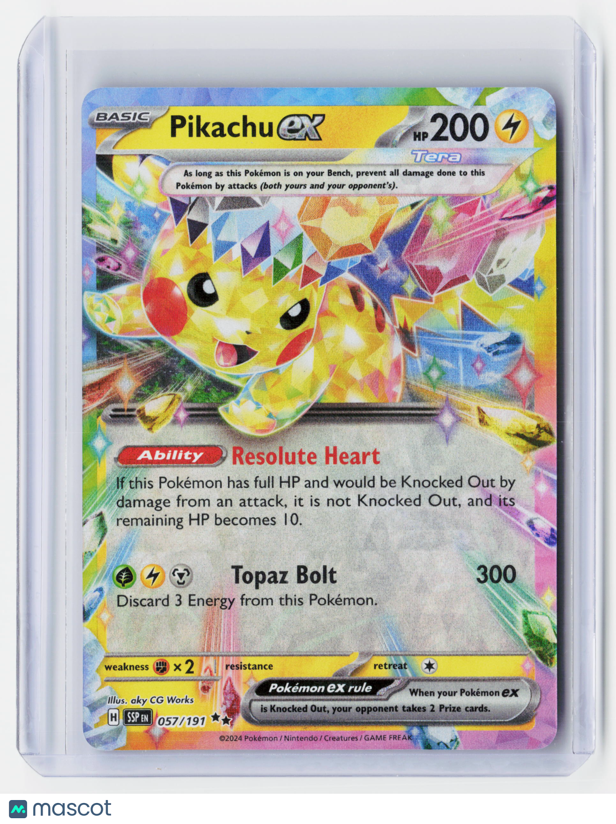 2024 Pokemon—Pikachu ex #57/191-Surging Sparks—Double Rare Holo