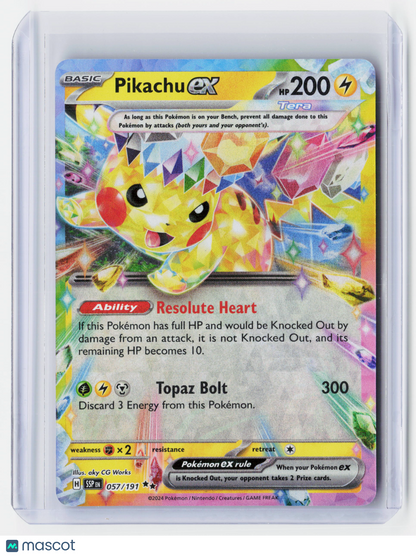 2024 Pokemon—Pikachu ex #57/191-Surging Sparks—Double Rare Holo