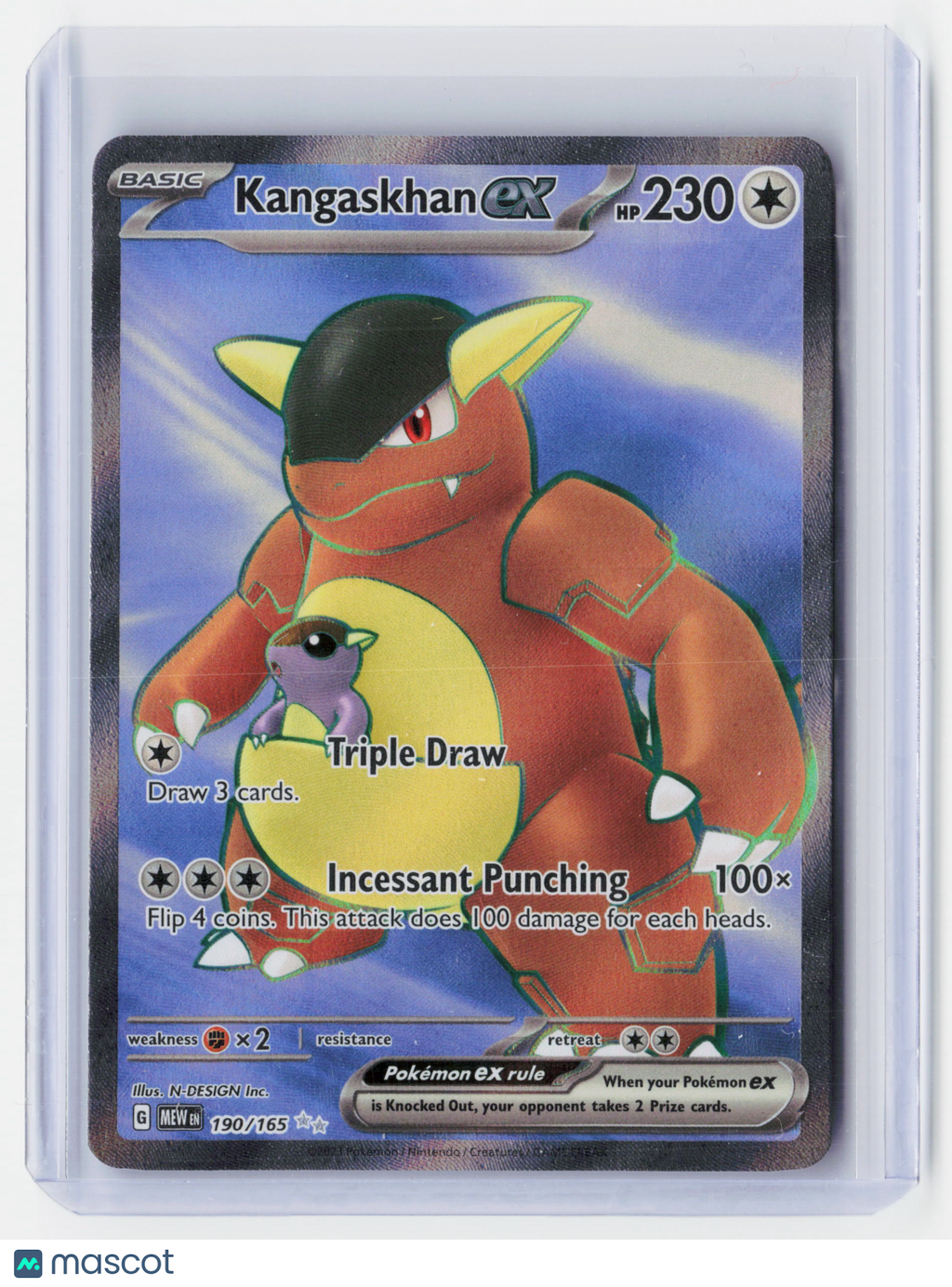 2023 Pokemon—Kangaskhan ex #190/165 Scarlet & Violet 151—Ultra Rare Holo