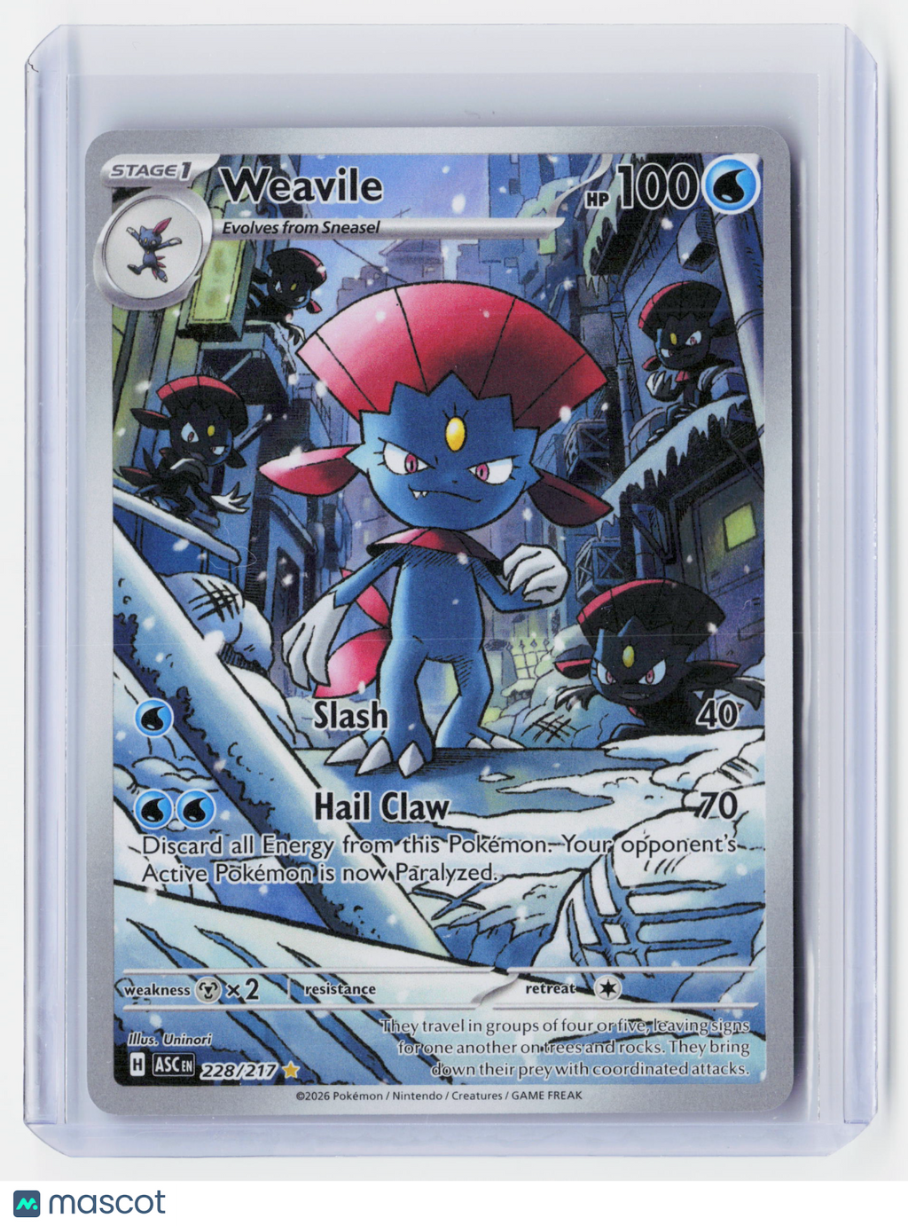 2026 Pokemon—Weavile #228/217 Ascended Heroes—Illustration Rare Holo