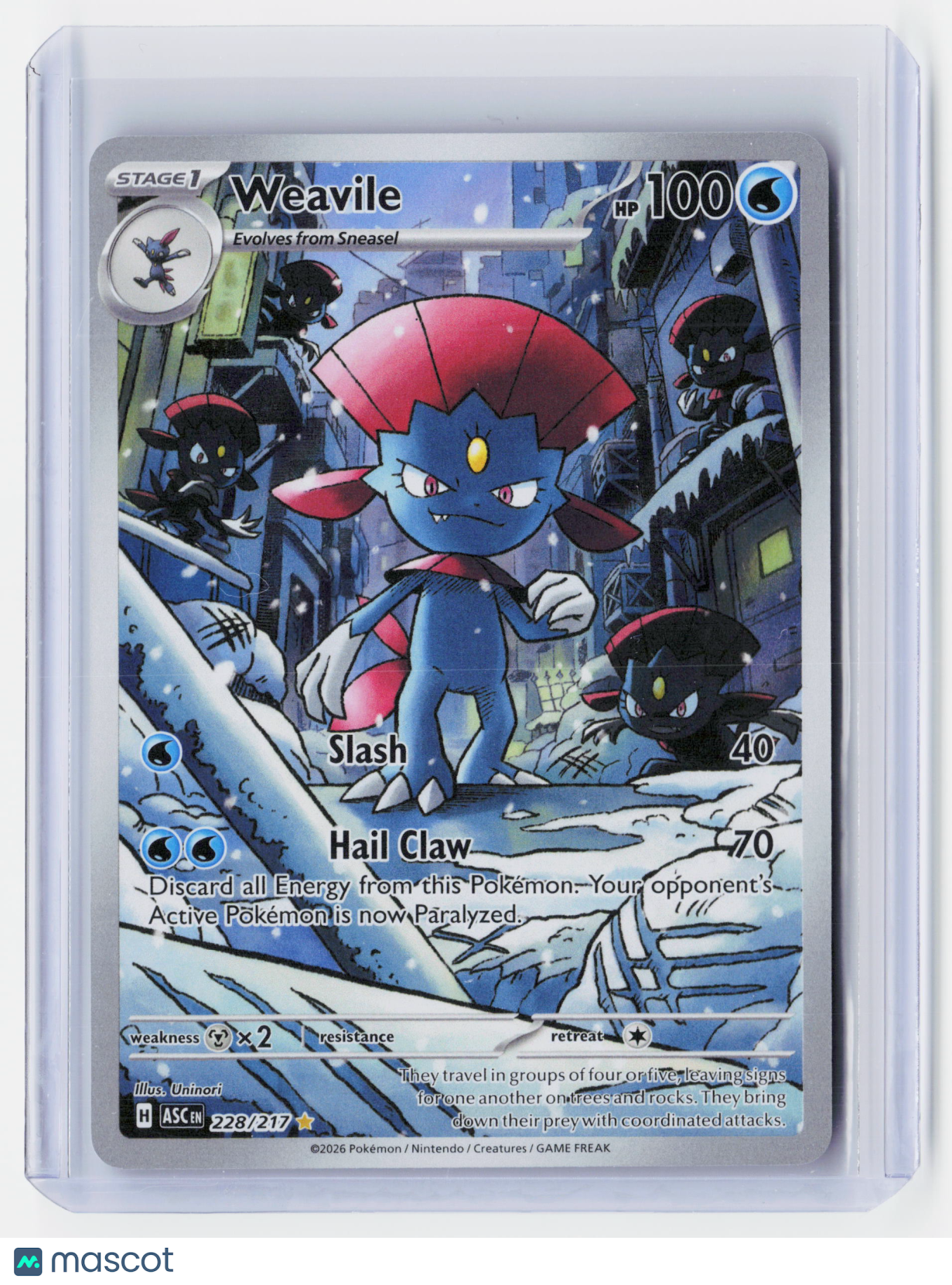 2026 Pokemon—Weavile #228/217 Ascended Heroes—Illustration Rare Holo