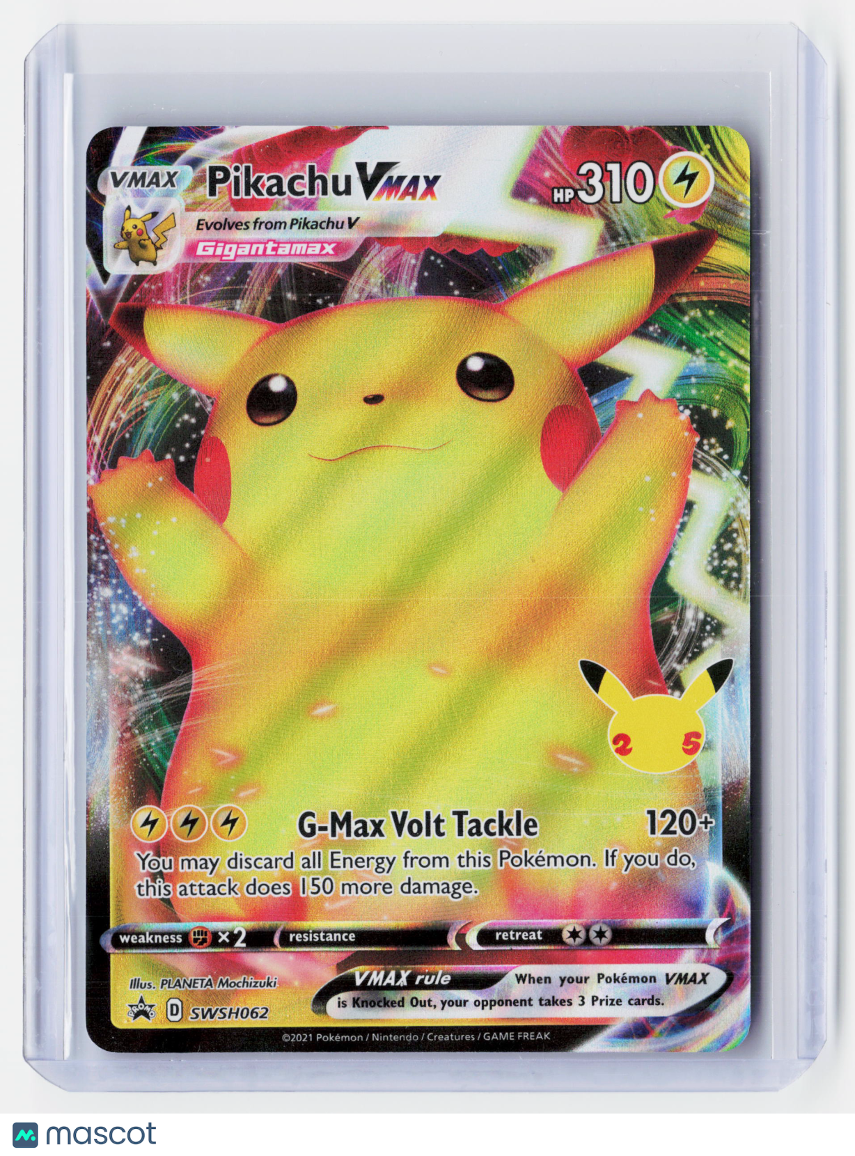 2021 Pokemon—Pikachu VMAX #SWSH062-Celebrations—Black Star Promo Holo