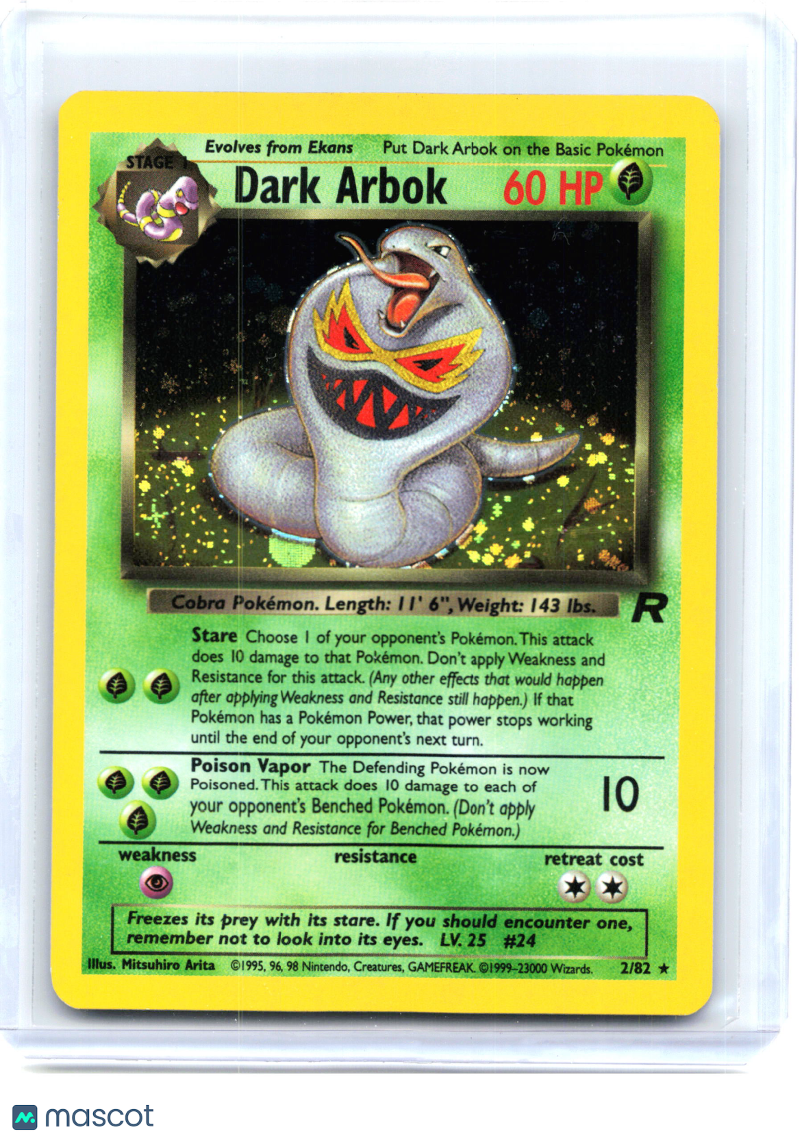 2000 Pokemon—Dark Arbok #2/82 Team Rocket—Holo Rare Holo [Moderately Played]