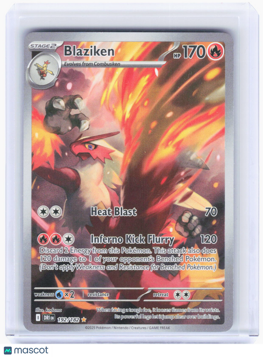 2025 Pokemon—Blaziken #192/182 Destined Rivals—Illustration Rare Foil (LP)