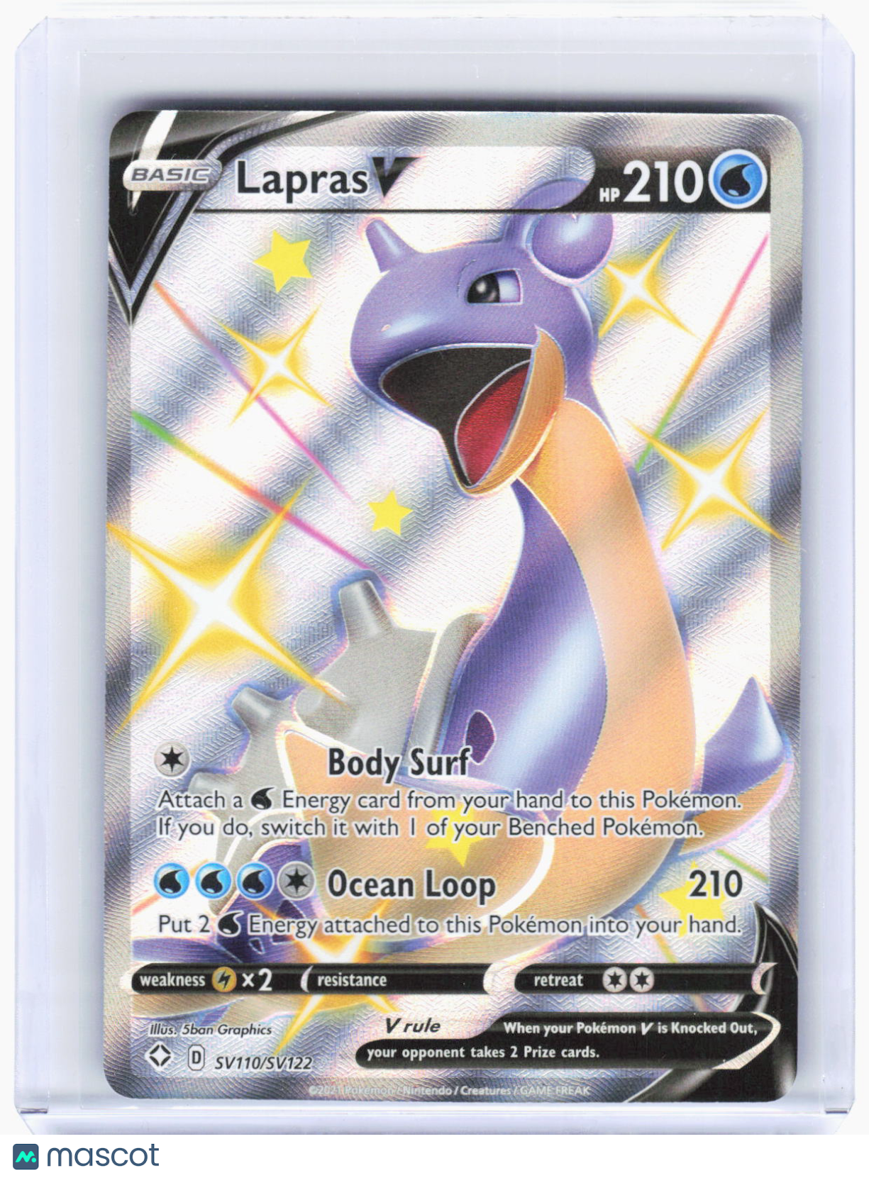 2021 Pokemon—Lapras V #SV110/SV122 Shining Fates: Shiny Vault—SHR Foil