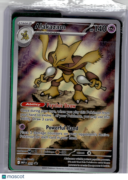 2025 Pokemon—Alakazam #009 Mega Evolution Promo—Black Star Promo Holo [Sealed]