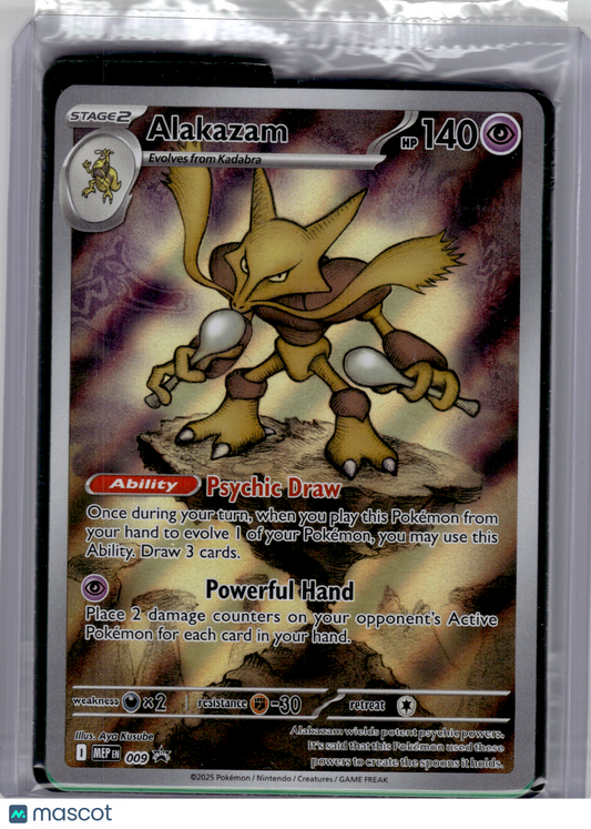 2025 Pokemon—Alakazam #009 Mega Evolution Promo—Black Star Promo Holo [Sealed]