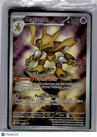2025 Pokemon—Alakazam #009 Mega Evolution Promo—Black Star Promo Holo [Sealed]
