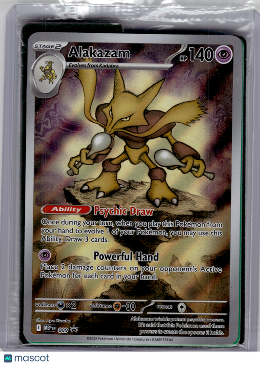 2025 Pokemon—Alakazam #009 Mega Evolution Promo—Black Star Promo Holo [Sealed]