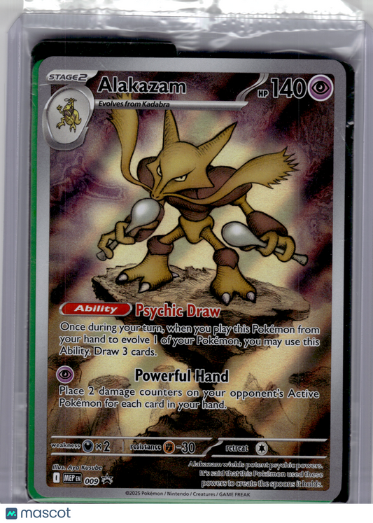 Pokemon—Alakazam #009 2025 Mega Evolution—Black Star Promo Holo [Sealed]