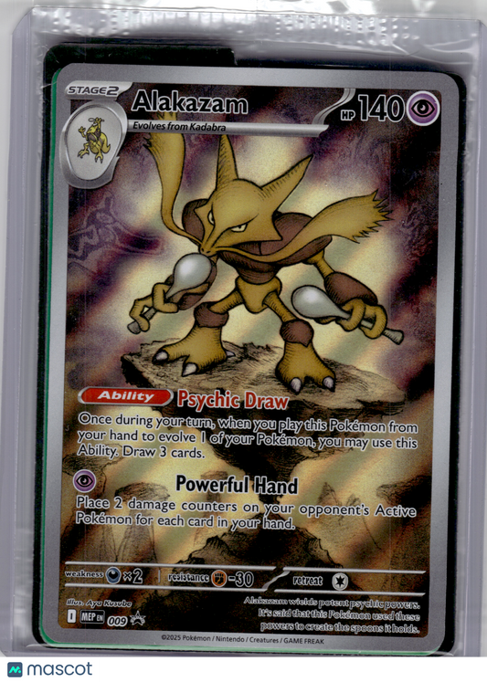 2025 Pokemon—Alakazam #009 Mega Evolution Promo—Black Star Promo Holo [Sealed]